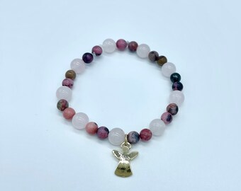 Pink Quartz and Rhodonite Bracelet