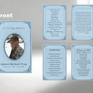 Celebration of Life Memorial or Funeral Cards Think of Me After Glow