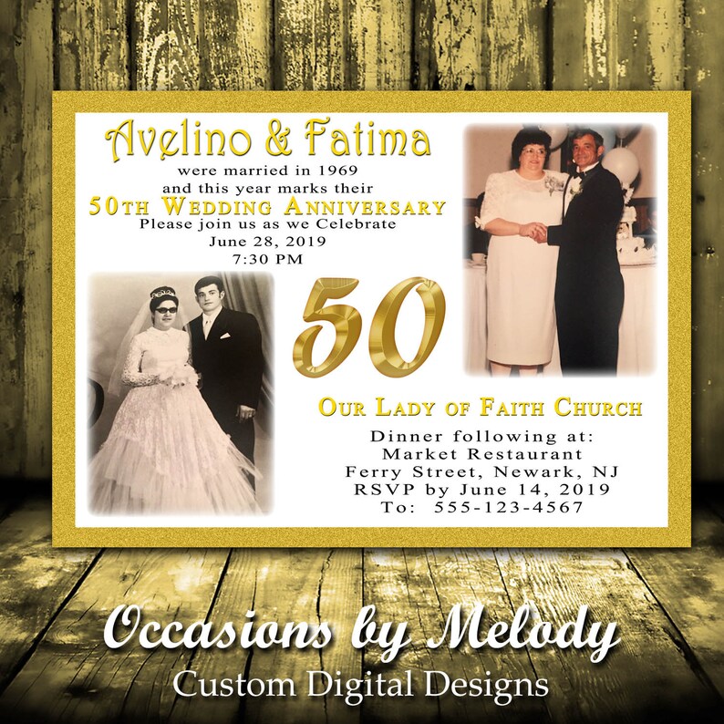 50th Anniversary Glittery Party Photo Invitations 50th Etsy
