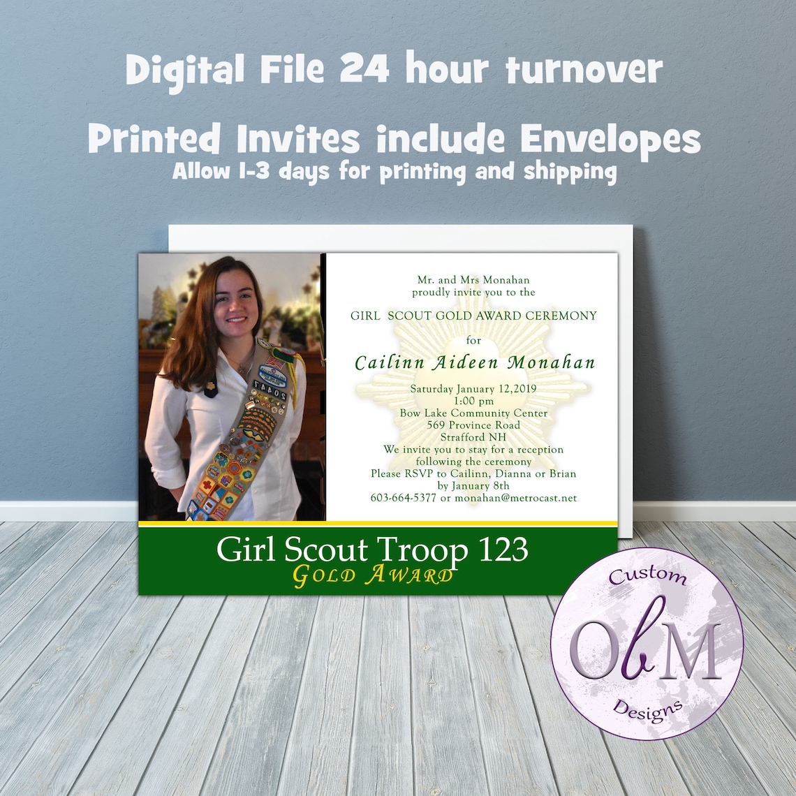 Girl Scout Gold Award Ceremony Photo Invitations Gold Award Etsy