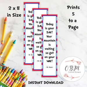 Today is your day DrSeuss Lesezeichen Lesezeichen für Kinder Klassenzimmer Geschenk für Aufmunterung oder Partys | SOFORTIGER DOWNLOAD