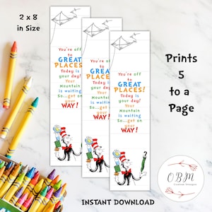 Tolle Orte Dr Seuss inspiriert Lesezeichen Klassenzimmer Schule Party oder Geburtstag | 2er-Set | SOFORTIGER DOWNLOAD