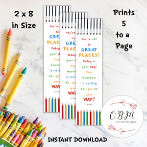 Tolle Orte Dr Seuss inspiriert Lesezeichen Klassenzimmer Schule Party oder Geburtstag | 2er-Set | SOFORTIGER DOWNLOAD