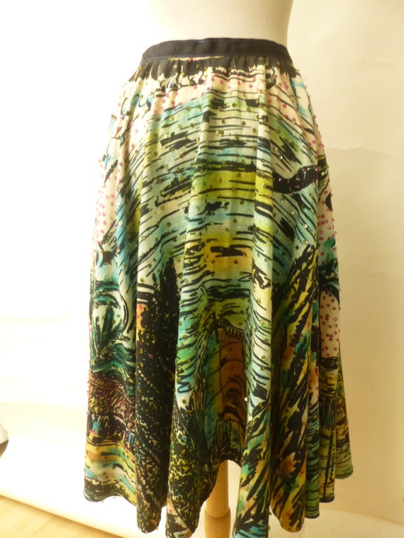 vintage 50s hand painted circle skirt sequins apac