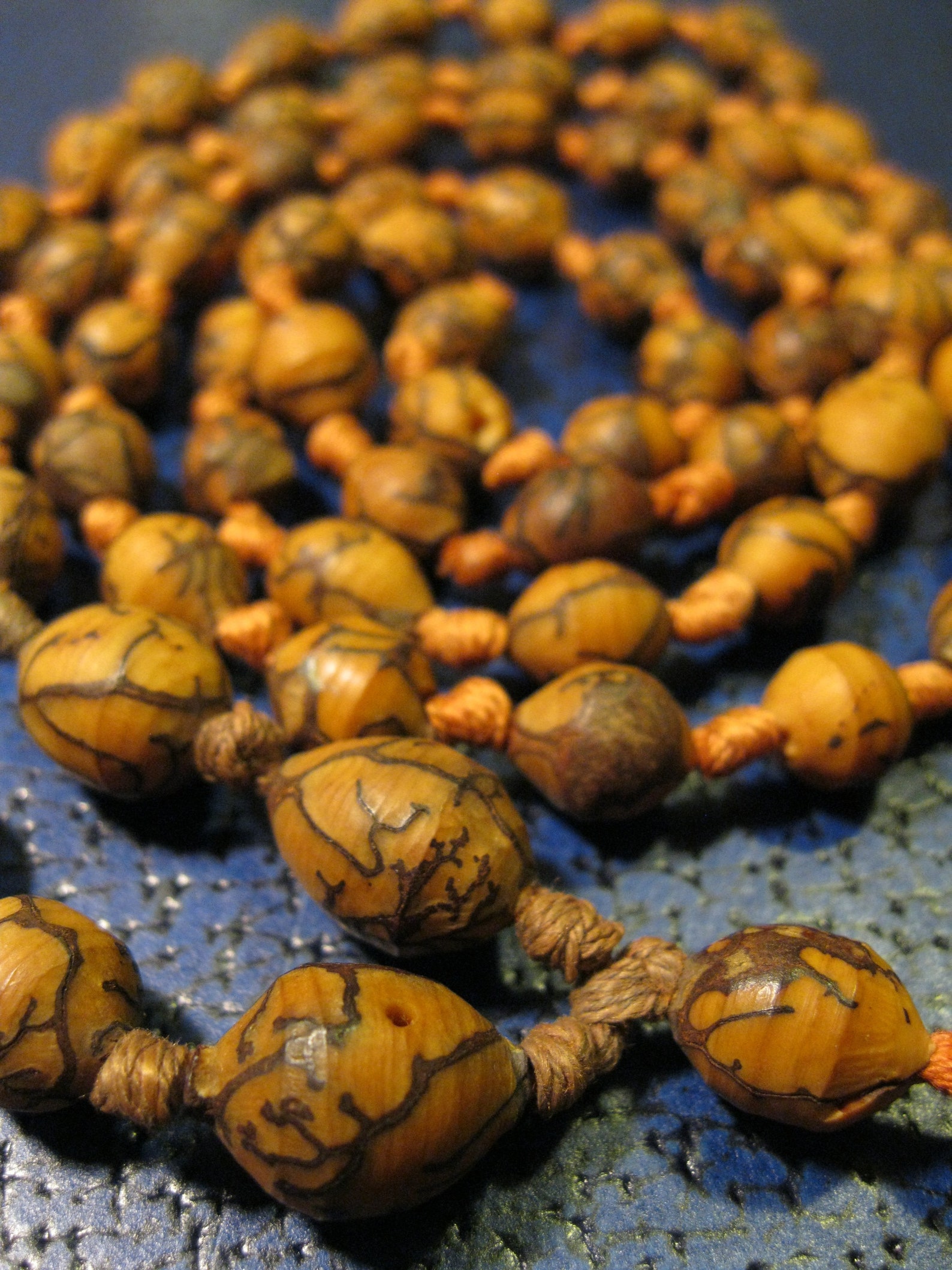 Vintage hand carved nut necklace 42 inches hand knotted Etsy