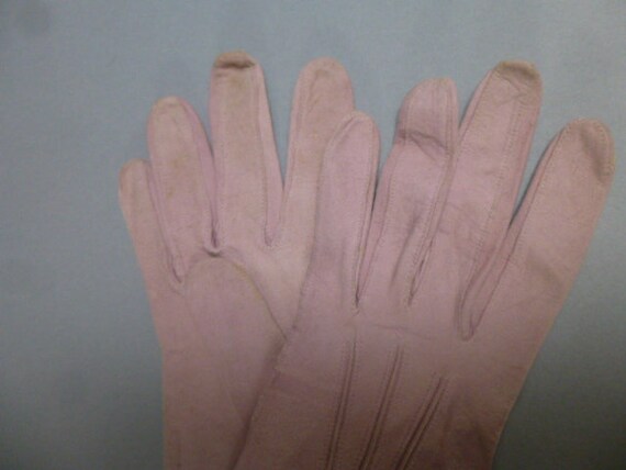 BOHNY lavendar suede kidskin gloves 15 inch vinta… - image 3