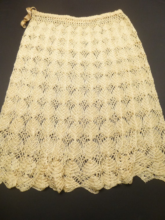 vintage 1930s hand crochet skirt a line scalloped