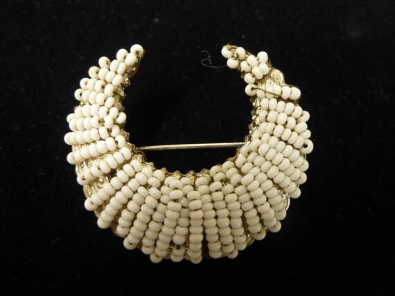 50's Miriam Haskell brooch signed white crescent m