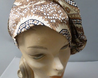 beret tam cloche hat toque chef hat chemo cap silk hand made italian designer silk  head covering hair cover