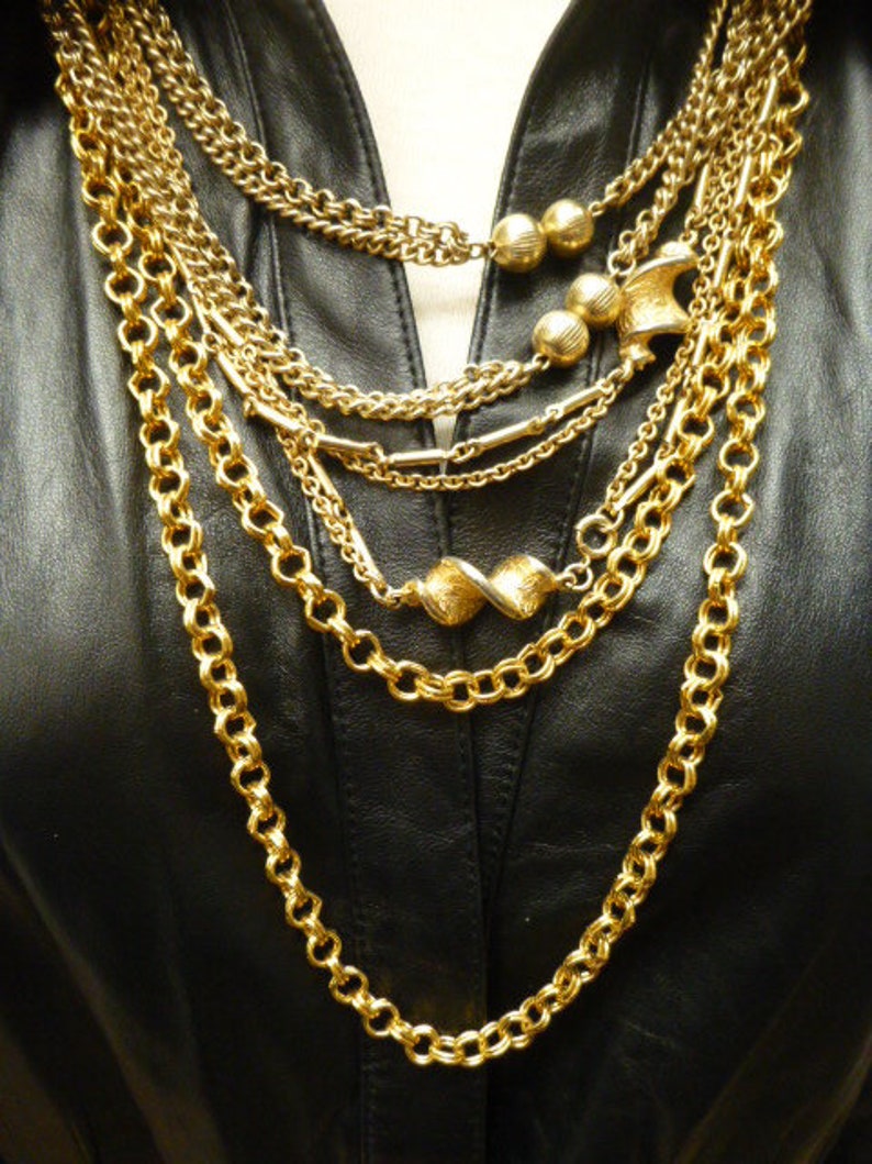 lot of 3 necklaces vtg chains gold tone metal 46inch 50inch 60 inch