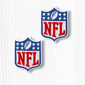 NFL Shield Patch Set of 2, Football Embroidered Iron On Patches, 1.75 x 1.5 Inch Sports Logo Patch, Jacket Hat Bag Patch