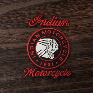 Indian Motorcycle 1901 Embroidered Patch Set, Red Biker Jacket Back Patches (3 Pack)