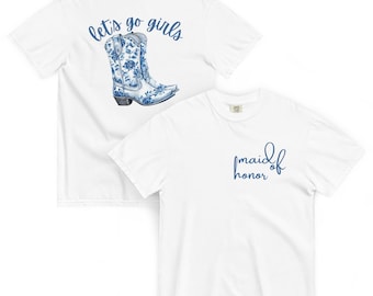 Chinoiserie-cowboyboot vrijgezellenfeest T-shirt – zuidelijke charme ontmoet chic! COMFORTE KLEUREN!!