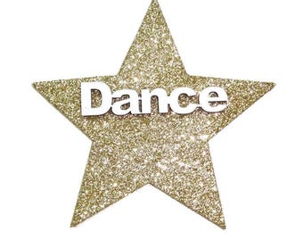 Glitter Dance Star Schmuck - Gold oder Silber | 3,75 "Holzakzent für Mamas & Strumpfhalter