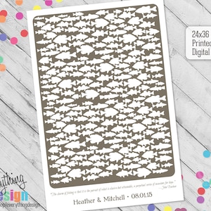 Custom Freshwater Fish wedding guest book poster, custom colors available