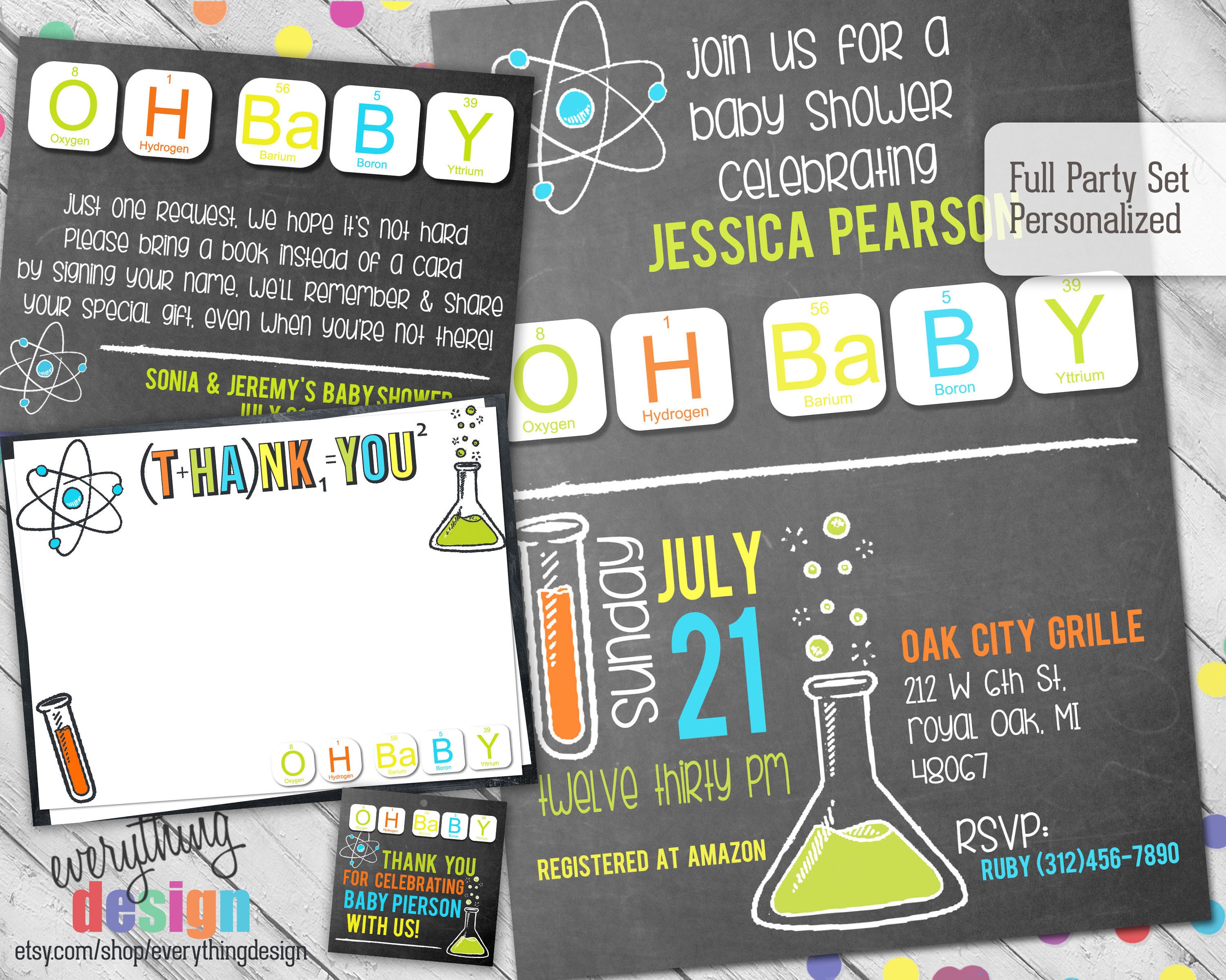 Buy Science Shower Invitation Periodic Table Baby Shower Digital or Printed Custom Chalkboard