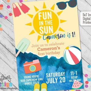 Fun in the Sun Einladung | Geburtstagsfeier | Sommerparty | Strand oder Pool | Digital | Individuell