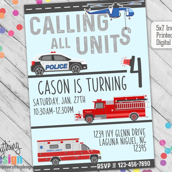 Rescue Vehicle Party Etsy