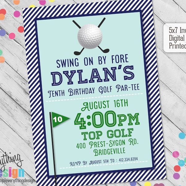 Zaproszenie na golfa | Top Golf | Putt Putt | Przyjęcie urodzinowe | Prysznic | Cyfrowe | Niestandardowe