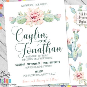 Invito di nozze succulento / Invito di nozze cactus / Bridal Shower / Nozze / Digitale / Personalizzato