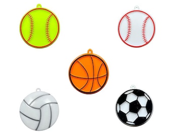 Flache Sport Trinkets - Baseball, Fußball, Basketball, Vollyball | 1,5 "Kunststoffanhänger