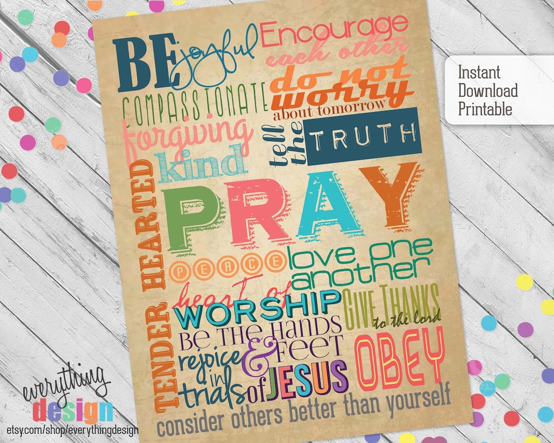 Colorful Christian Family Rules Poster 18x24 3 Etsy