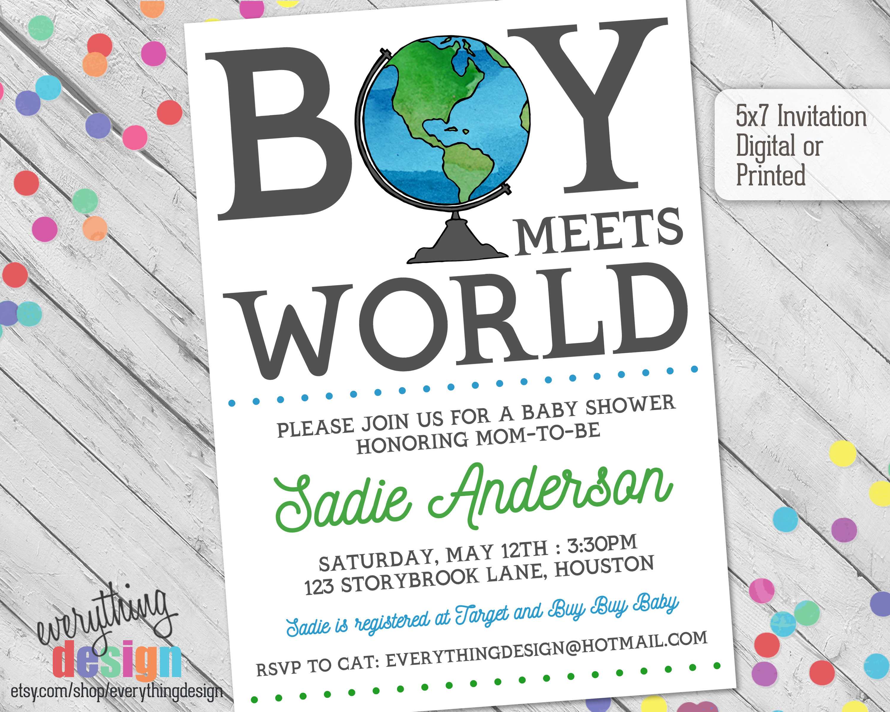 Boy Meets World Invitation Baby Shower Birthday Party Digital or