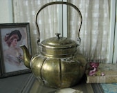 Gifts For Brides, Beautiful Antique Chinese Etched Brass Tea Pot, Etched Brass Chinese Teapot, Antique Brass Teapot