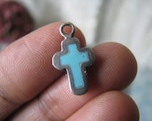 Vintage Turquoise Cross, Sterling Turquoise Pendant, Vintage Turquoise Pendant, Southwestern Cross, Inlaid Turquoise Cross, Turquoise Charm