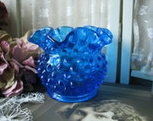 Vintage Fenton Vase, Vintage Rose Bowl, Fenton Hobnail Vase, Blue Hobnail Vase, Blue Rose Bowl Vase, Gifts For Brides, Wedding Gifts