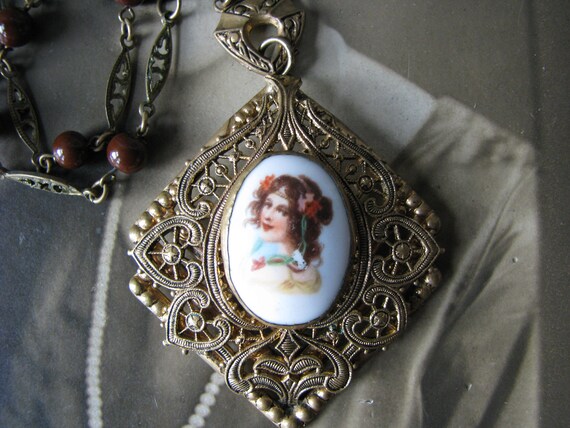 Antique Edwardian Necklace, Antique Cameo Necklac… - image 5