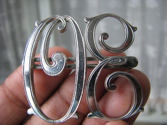 Vintage Monocraft Art Deco Monogram Brooch, Initials "OE"