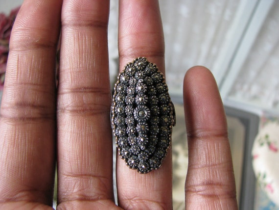 Antique Marcasite Ring, 1920's Marcasite Ring, Ar… - image 3