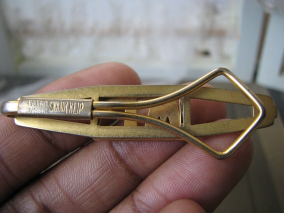 Art Deco Tie Clip Tie Bar, Gold Plated Tie Clip T… - image 5