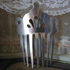 Antique Edwardian Hair Comb, Ornamental Hair Comb, Silver Plated Hair Comb, Tiara Hair Comb, Antique Silver Comb, Decorative Hair Comb