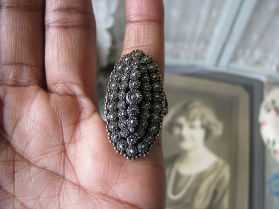 Antique Marcasite Ring, 1920's Marcasite Ring, Ar… - image 9