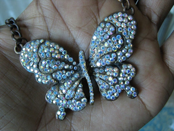 Rhinestone Butterfly, Rhinestone Butterfly Neckla… - image 3