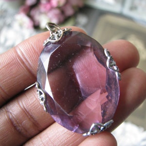 Art Deco Paste Pendant, Antique Paste Pendant, Purple Paste Pendant, Large Paste Pendant, Wedding Pendant, Bridal Pendant