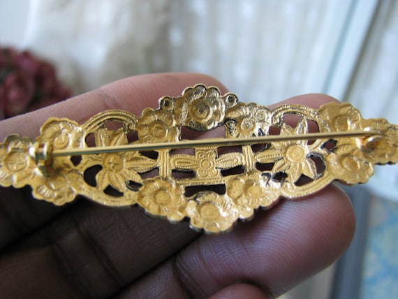 Art Deco Repousse Brooch, Art Deco Openwork Brooc… - image 4