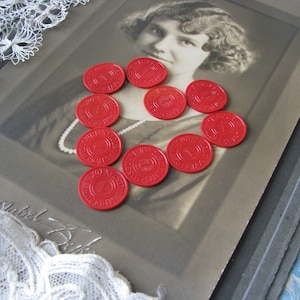 Vintage Sales Tax Tokens, Red Plastic Tokens, 1940&#39;s Tax Tokens, Missouri Sales Tax Tokens, Red Sales Tax Tokens,