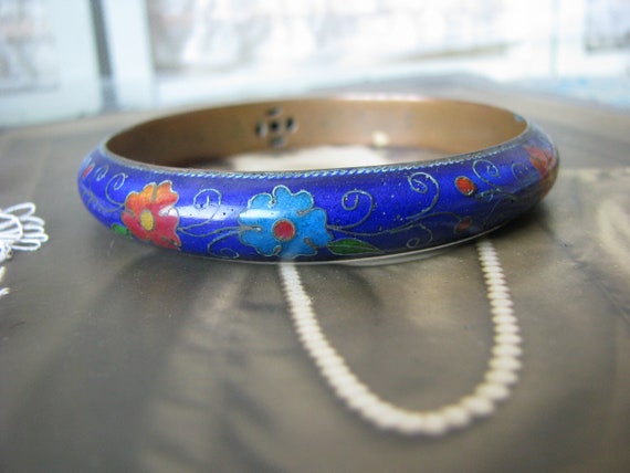 Antique Chinese Cloisonne Bangle Bracelet, Chines… - image 2