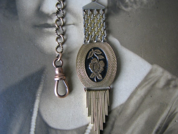 Antique Pocket Watch Chain and Fob, Victorian Poc… - image 1