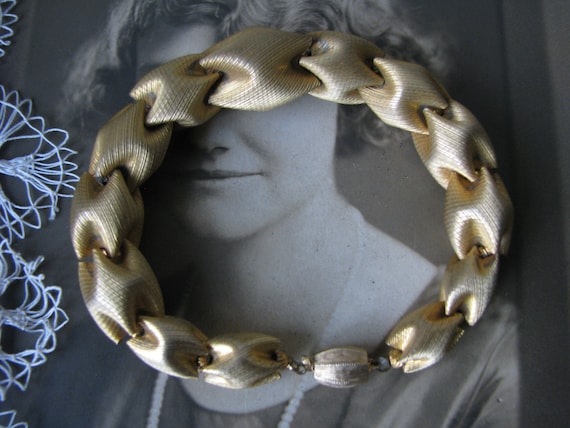 Vintage Gold Bracelet, Gold Bead Bracelet, Gold L… - image 1