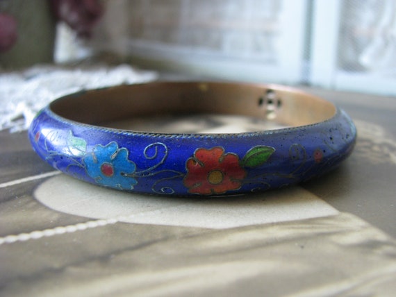 Antique Chinese Cloisonne Bangle Bracelet, Chines… - image 5