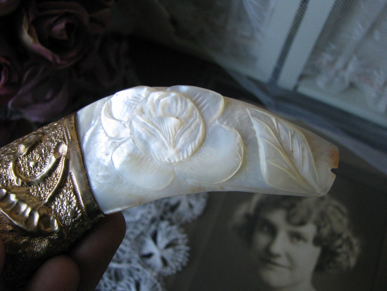 Gold Filled Umbrella Handle Carved Umbrella Handle Antique Umbrella Handle Mother Of Pearl Umbrella Handle Edwardian Umbrella Handle