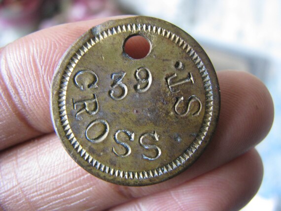 Antique Brass Registry Tag, Steampunk Jewelry Supply