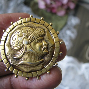 Antique Gold Filled Brooch, Antique Coin Brooch, Gold Filled Spanish Coin Brooch, Gold Coin Brooch, Antique Coin Pin