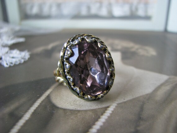 Art Deco Past Ring, 1940's Solitaire Ring, Vintag… - image 3