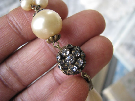 Art Deco Faux Pearl Lavalier Necklace, 1930s Brid… - image 4