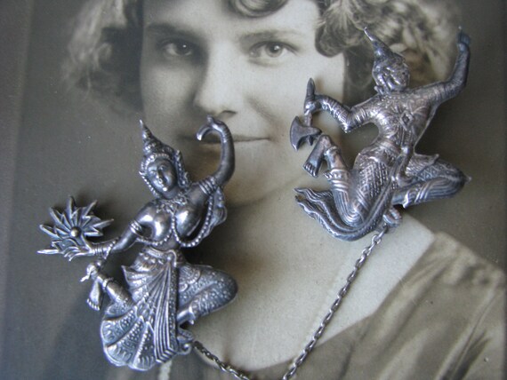 Vintage Siam Double Brooch, Siam Sterling Brooch, Vintage Vintage Siam Double Brooch, Siam Sterling Brooch, Vintage